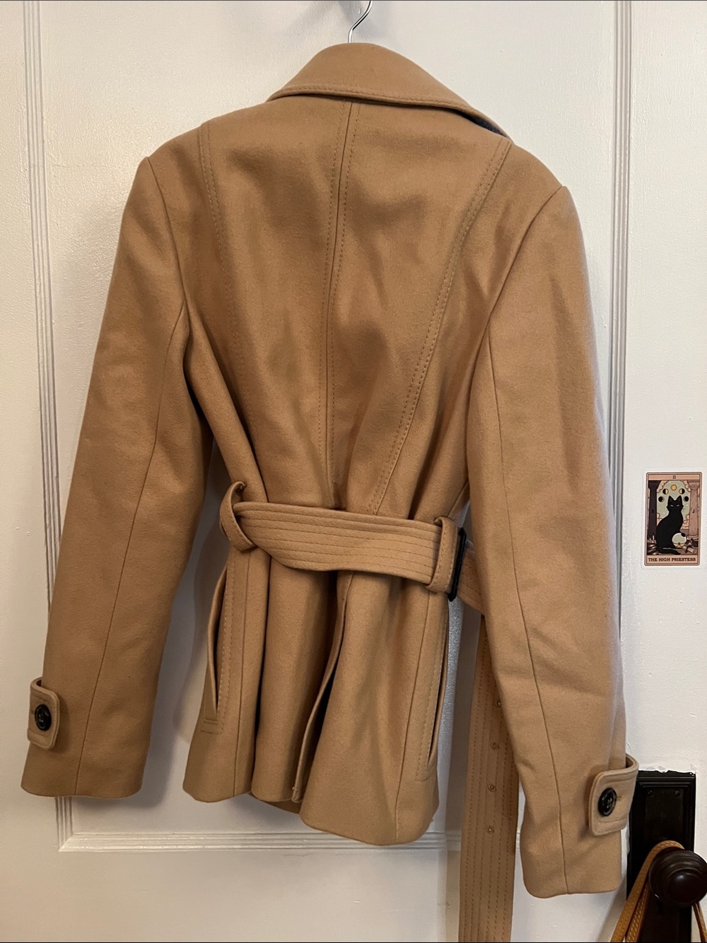 Banana Republic Women's Camel Belted Wool Blend Cropped Trench Coat - Picture 3 of 3